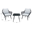 Safavieh Londyn 3Pc Wicker Lounge Set in Black / Gray