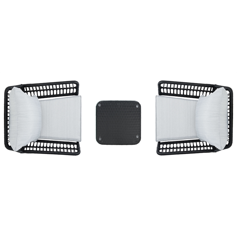 Safavieh Londyn 3Pc Wicker Lounge Set in Black / Gray