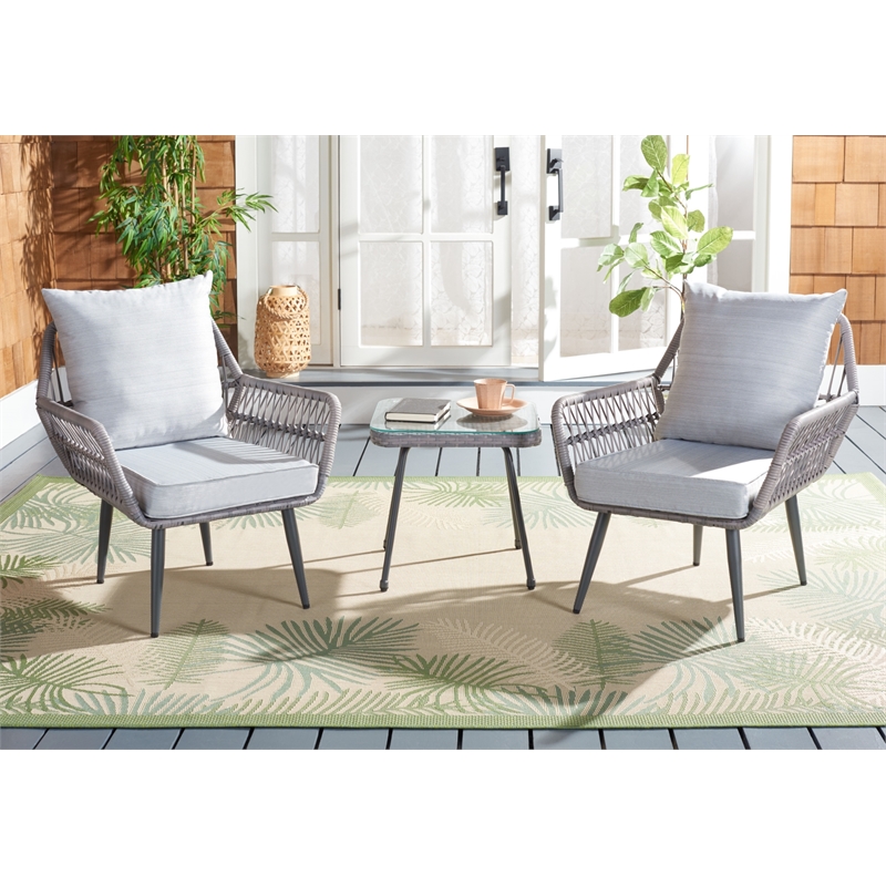 Safavieh Londyn 3Pc Wicker Lounge Set in Gray