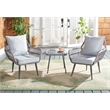 Safavieh Londyn 3Pc Wicker Lounge Set in Gray