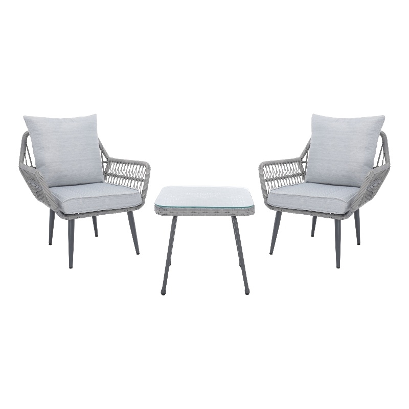 Safavieh Londyn 3Pc Wicker Lounge Set in Gray