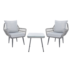 Safavieh Londyn 3Pc Wicker Lounge Set in Gray