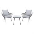 Safavieh Londyn 3Pc Wicker Lounge Set in Gray