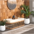 Safavieh Bola Steel and Rattan Bench in Natural / Beige