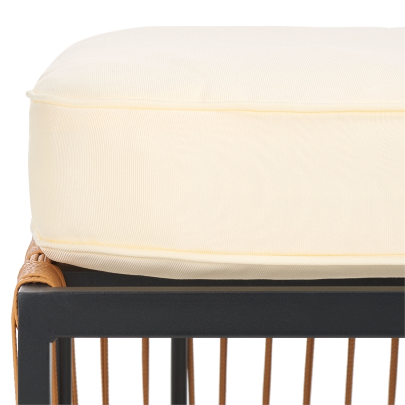 Safavieh Bola Steel and Rattan Bench in Natural / Beige