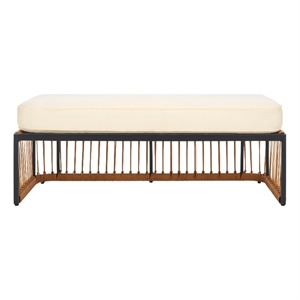 Safavieh Bola Steel and Rattan Bench in Natural / Beige