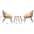 Safavieh Mott 3 Pc Steel and Rattan Living Set in Natural / Beige