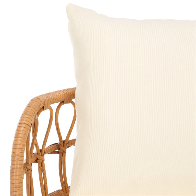 Safavieh Colby 3 Pc Steel and Rattan Living Set in Natural / Beige