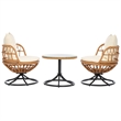 Safavieh Colby 3 Pc Steel and Rattan Living Set in Natural / Beige