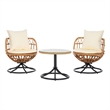 Safavieh Colby 3 Pc Steel and Rattan Living Set in Natural / Beige