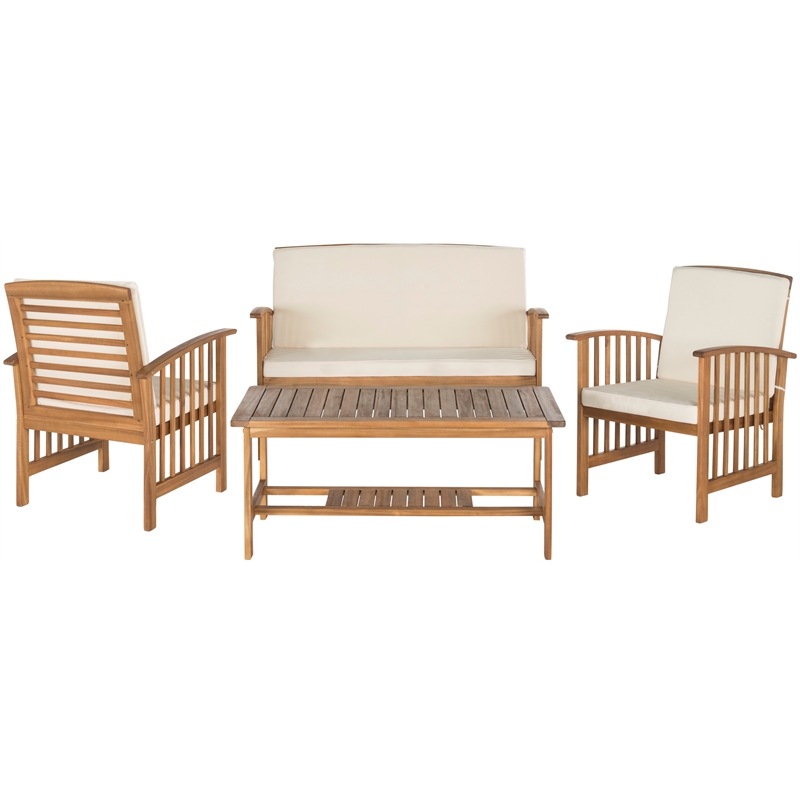 Safavieh Outerbanks 4Pc Wood Outdoor Set in Natural / Beige