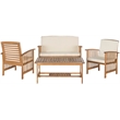 Safavieh Outerbanks 4Pc Wood Outdoor Set in Natural / Beige