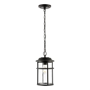 Safavieh Cianna 5&quot Iron and Glass Outdoor Pendant in Black
