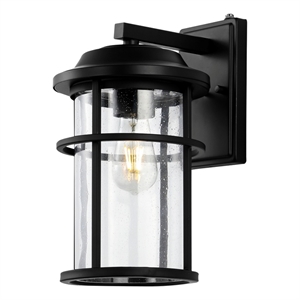 Safavieh Cianna 9.5&quot Iron and Glass Outdoor Wall Sconce Set of 2 in Black