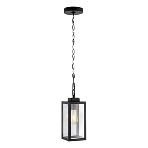 Safavieh Clemens 5 &quotIron and Glass Extendable Outdoor Pendant in Black