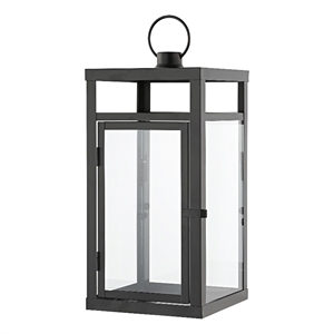 Safavieh Fraleigh 16&quot Iron and Glass Outdoor Lantern Set of 2 in Black
