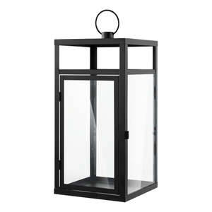 Safavieh Fraleigh 20&quot Iron and Glass Outdoor Lantern Set of 2 in Black