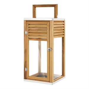 Safavieh Alenna 21.25 &quotWood and Glass Outdoor Lantern in Light Brown