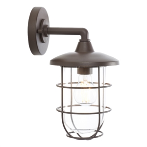 Safavieh Liese 6.5 &quot Steel and Glass Outdoor Wall Sconce Set of 2 in Bronze