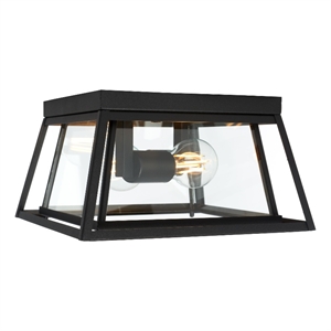 Safavieh Rydler 11 &quot Steel and Glass Outdoor Flush Mount in Black