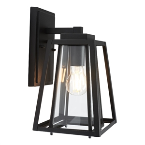 Safavieh Rydler 7.48 &quot Steel and Glass Outdoor Wall Sconce Set of 2 in Black