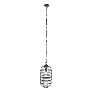 Safavieh Rigel 8.27 &quot Steel and Glass Outdoor Pendant in Black