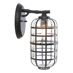 Safavieh Rigel 8 &quot Steel and Glass Outdoor Wall Sconce Set of 2 in Black