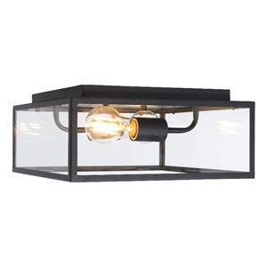 Safavieh Rinnah 12 &quot Steel and Glass Outdoor Flush Mount in Black