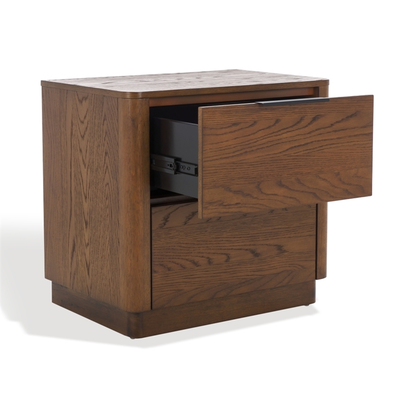 Safavieh Gabrietta 2 Drawer Wood Nightstand in Oak / Black