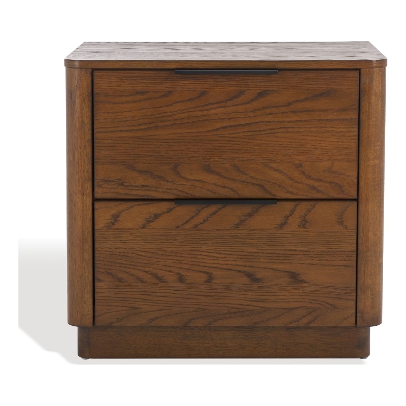 Safavieh Gabrietta 2 Drawer Wood Nightstand in Oak / Black