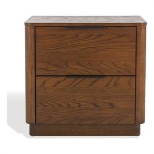 Safavieh Gabrietta 2 Drawer Wood Nightstand in Oak / Black