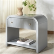 Safavieh Liabella 1 Drawer Wood Curved Nightstand in Light Gray / Gold