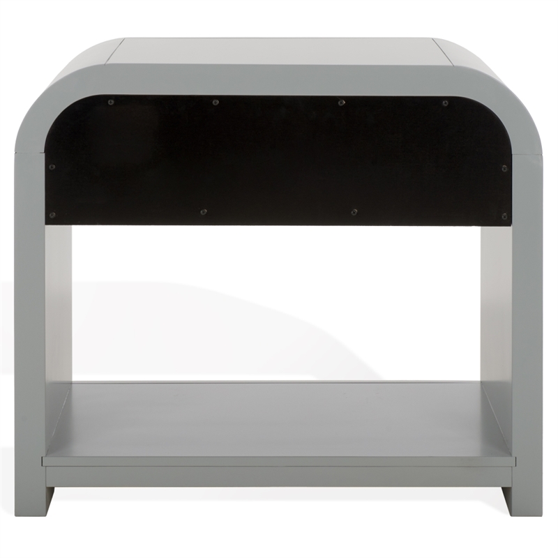 Safavieh Liabella 1 Drawer Wood Curved Nightstand in Light Gray / Gold