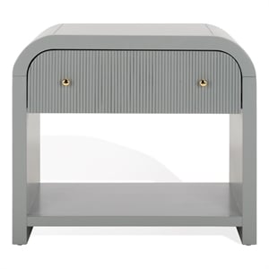 Safavieh Liabella 1 Drawer Wood Curved Nightstand in Light Gray / Gold