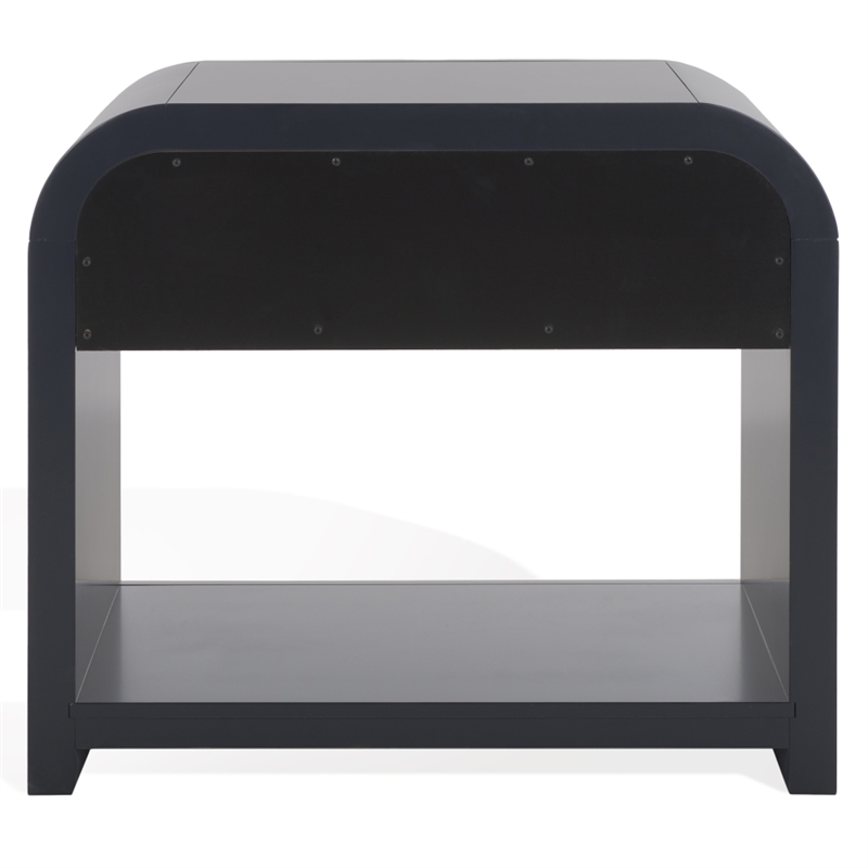 Safavieh Liabella 1 Drawer Wood Curved Nightstand in Navy / Gold