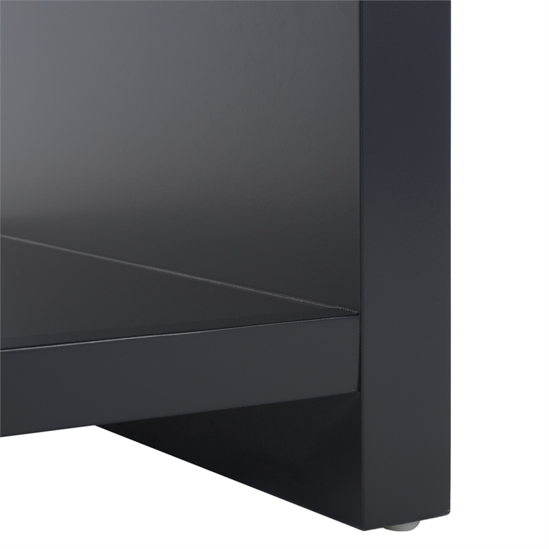 Safavieh Liabella 1 Drawer Wood Curved Nightstand in Navy / Gold