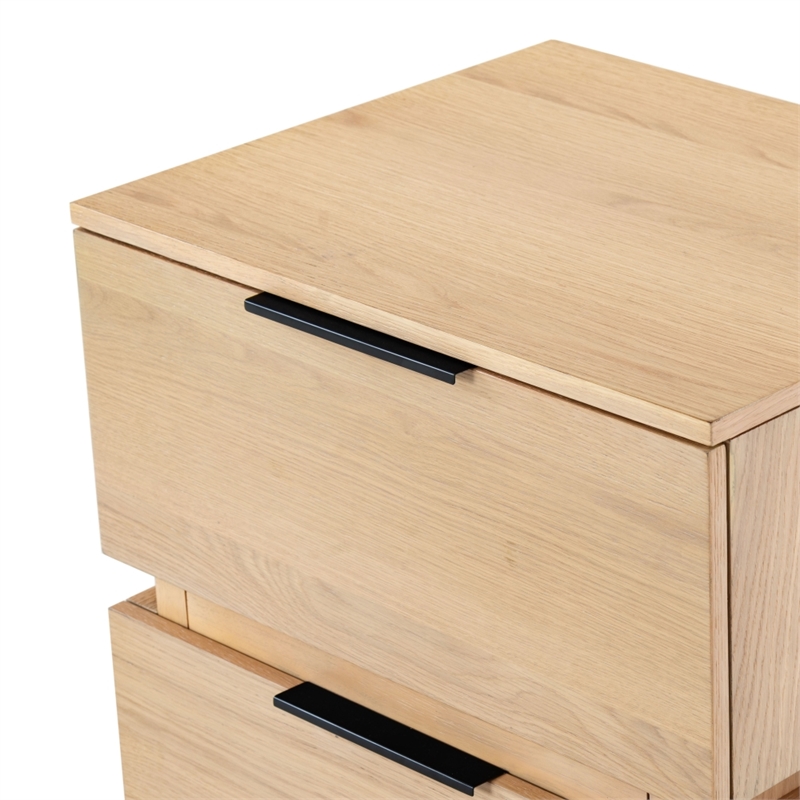Safavieh Titus 2 Drawer Wood and Metal Stacked Nightstand in Oak