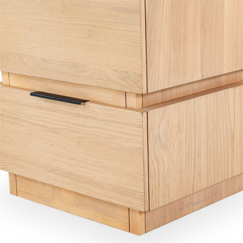 Safavieh Titus 2 Drawer Wood and Metal Stacked Nightstand in Oak