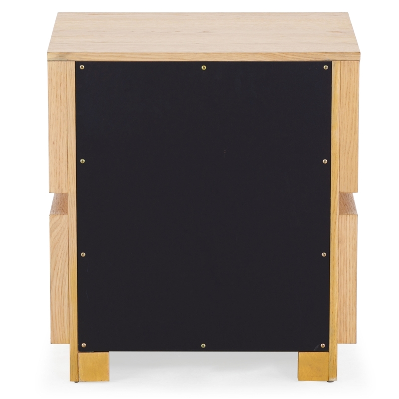 Safavieh Titus 2 Drawer Wood and Metal Stacked Nightstand in Oak