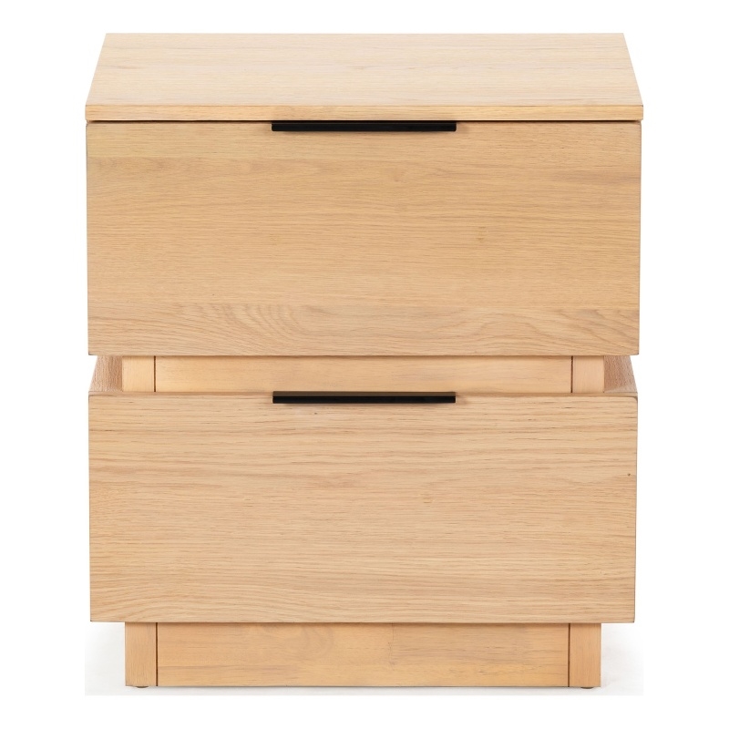Safavieh Titus 2 Drawer Wood and Metal Stacked Nightstand in Oak