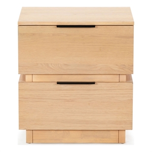 Safavieh Titus 2 Drawer Wood and Metal Stacked Nightstand in Oak