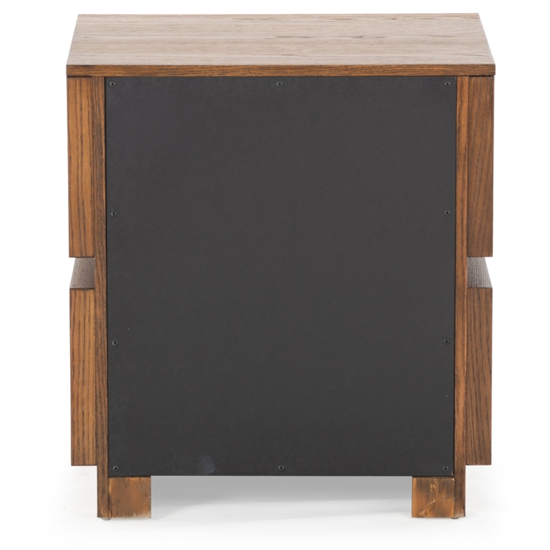 Safavieh Titus 2 Drawer Wood and Metal Stacked Nightstand  in Oak