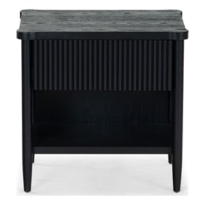 Safavieh Shelbie 1 Drawer Reeded Wood Nightstand in Black