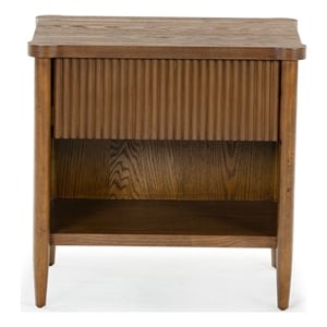Safavieh Shelbie 1 Drawer Reeded Wood Nightstand in Oak
