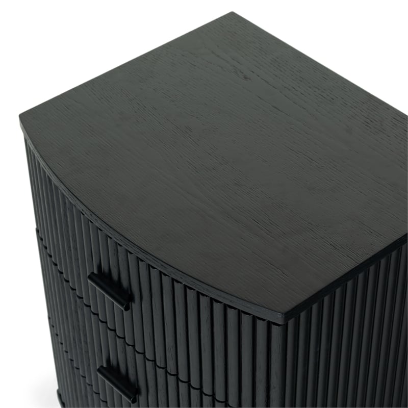 Safavieh Shelbie 3 Drawer Reeded Wood Nightstand in Black / Black