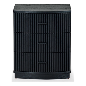 Safavieh Shelbie 3 Drawer Reeded Wood Nightstand in Black / Black