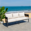 Safavieh Harrison 3 Seater Fabric and Steel Sofa in Black / Taupe