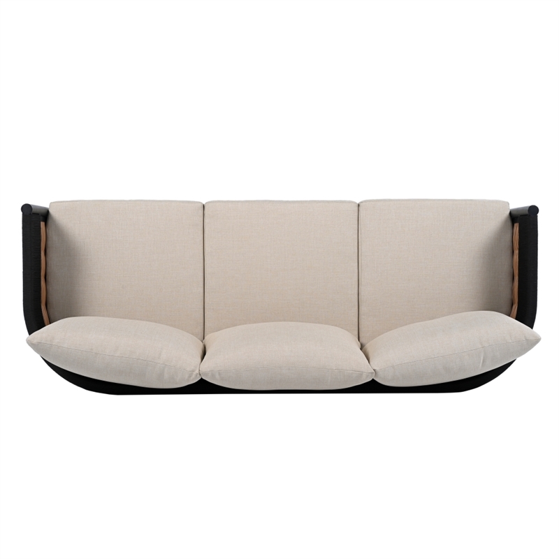 Safavieh Harrison 3 Seater Fabric and Steel Sofa in Black / Taupe