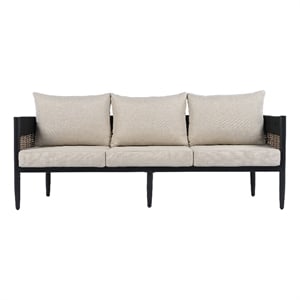 Safavieh Harrison 3 Seater Fabric and Steel Sofa in Black / Taupe