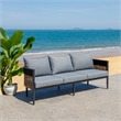 Safavieh Harrison 3 Seater Fabric and Steel Sofa in Black / Gray